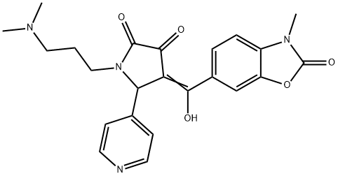 (4E)-1-[3-(dimethylamino)propyl]-4-[hydroxy-(3-methyl-2-oxo-1,3-benzoxazol-6-yl)methylidene]-5-pyridin-4-ylpyrrolidine-2,3-dione Structure