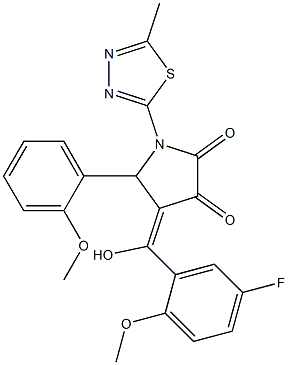 (4E)-4-[(5-fluoro-2-methoxyphenyl)-hydroxymethylidene]-5-(2-methoxyphenyl)-1-(5-methyl-1,3,4-thiadiazol-2-yl)pyrrolidine-2,3-dione|