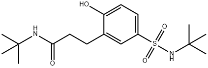 N-tert-butyl-3-[5-(tert-butylsulfamoyl)-2-hydroxyphenyl]propanamide 化学構造式