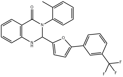 3-(2-methylphenyl)-2-[5-[3-(trifluoromethyl)phenyl]furan-2-yl]-1,2-dihydroquinazolin-4-one Structure