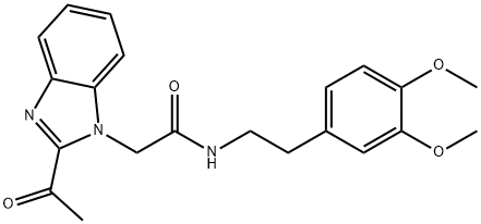 2-(2-acetylbenzimidazol-1-yl)-N-[2-(3,4-dimethoxyphenyl)ethyl]acetamide Structure