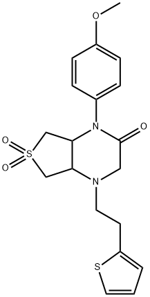 4-(4-methoxyphenyl)-6,6-dioxo-1-(2-thiophen-2-ylethyl)-4a,5,7,7a-tetrahydro-2H-thieno[3,4-b]pyrazin-3-one Struktur