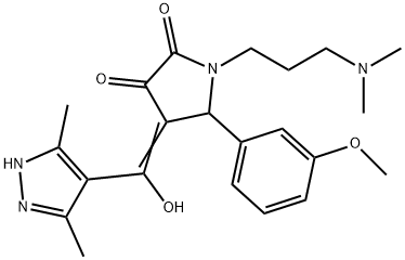 (4E)-1-[3-(dimethylamino)propyl]-4-[(3,5-dimethyl-1H-pyrazol-4-yl)-hydroxymethylidene]-5-(3-methoxyphenyl)pyrrolidine-2,3-dione 结构式