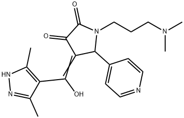 (4E)-1-[3-(dimethylamino)propyl]-4-[(3,5-dimethyl-1H-pyrazol-4-yl)-hydroxymethylidene]-5-pyridin-4-ylpyrrolidine-2,3-dione Structure