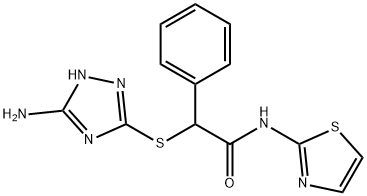 2-[(5-amino-1H-1,2,4-triazol-3-yl)sulfanyl]-2-phenyl-N-(1,3-thiazol-2-yl)acetamide 结构式