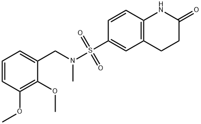 N-[(2,3-dimethoxyphenyl)methyl]-N-methyl-2-oxo-3,4-dihydro-1H-quinoline-6-sulfonamide 化学構造式