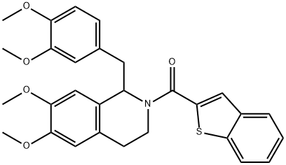 1-benzothiophen-2-yl-[1-[(3,4-dimethoxyphenyl)methyl]-6,7-dimethoxy-3,4-dihydro-1H-isoquinolin-2-yl]methanone,1170192-72-9,结构式