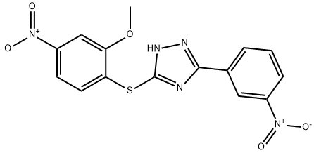 3-(2-methoxy-4-nitrophenyl)sulfanyl-5-(3-nitrophenyl)-1H-1,2,4-triazole Struktur