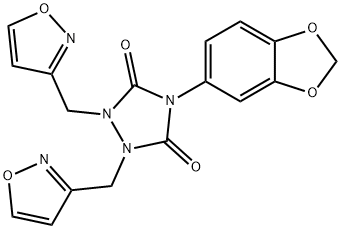 4-(1,3-benzodioxol-5-yl)-1,2-bis(1,2-oxazol-3-ylmethyl)-1,2,4-triazolidine-3,5-dione 结构式