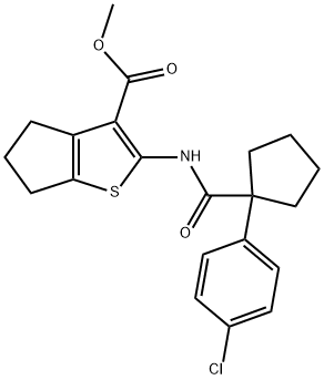 methyl 2-[[1-(4-chlorophenyl)cyclopentanecarbonyl]amino]-5,6-dihydro-4H-cyclopenta[b]thiophene-3-carboxylate 结构式