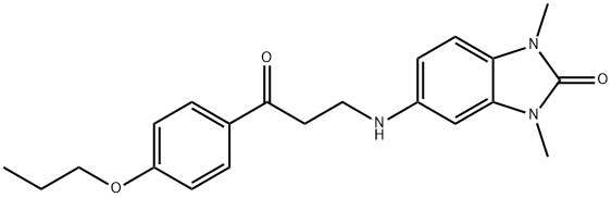 1,3-dimethyl-5-[[3-oxo-3-(4-propoxyphenyl)propyl]amino]benzimidazol-2-one Struktur