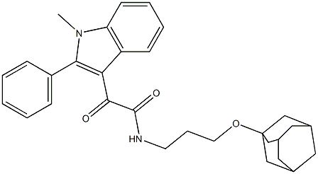 N-[3-(1-adamantyloxy)propyl]-2-(1-methyl-2-phenylindol-3-yl)-2-oxoacetamide Struktur