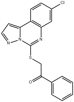 2-(8-chloropyrazolo[1,5-c]quinazolin-5-yl)sulfanyl-1-phenylethanone Struktur