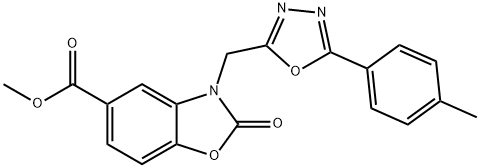 methyl 3-[[5-(4-methylphenyl)-1,3,4-oxadiazol-2-yl]methyl]-2-oxo-1,3-benzoxazole-5-carboxylate Structure