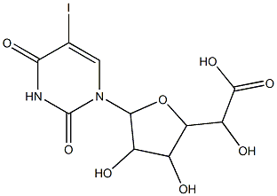 2-[3,4-dihydroxy-5-(5-iodo-2,4-dioxopyrimidin-1-yl)oxolan-2-yl]-2-hydroxyacetic acid 化学構造式