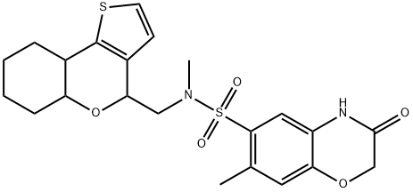 N-(5a,6,7,8,9,9a-hexahydro-4H-thieno[3,2-c]chromen-4-ylmethyl)-N,7-dimethyl-3-oxo-4H-1,4-benzoxazine-6-sulfonamide Struktur