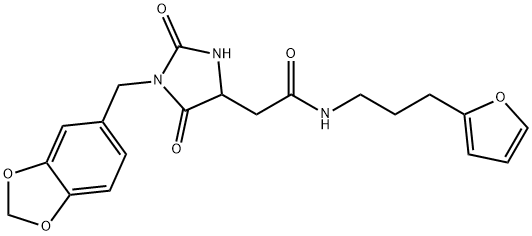 2-[1-(1,3-benzodioxol-5-ylmethyl)-2,5-dioxoimidazolidin-4-yl]-N-[3-(furan-2-yl)propyl]acetamide|