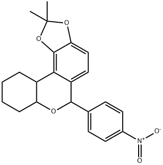 2,2-dimethyl-6-(4-nitrophenyl)-7a,8,9,10,11,11a-hexahydro-6H-[1,3]benzodioxolo[6,7-c]chromene Structure