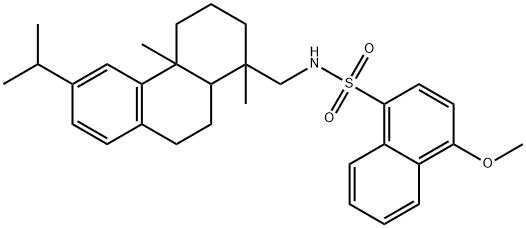 N-[(1,4a-dimethyl-6-propan-2-yl-2,3,4,9,10,10a-hexahydrophenanthren-1-yl)methyl]-4-methoxynaphthalene-1-sulfonamide Structure