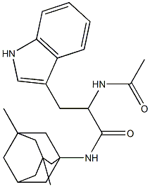2-acetamido-N-(3,5-dimethyl-1-adamantyl)-3-(1H-indol-3-yl)propanamide Struktur