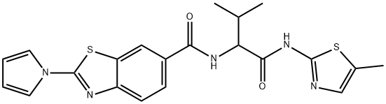 N-[3-methyl-1-[(5-methyl-1,3-thiazol-2-yl)amino]-1-oxobutan-2-yl]-2-pyrrol-1-yl-1,3-benzothiazole-6-carboxamide|