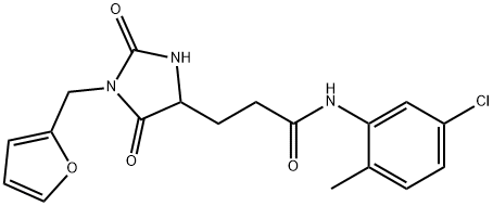 N-(5-chloro-2-methylphenyl)-3-[1-(furan-2-ylmethyl)-2,5-dioxoimidazolidin-4-yl]propanamide 结构式