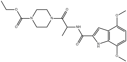 ethyl 4-[2-[(4,7-dimethoxy-1H-indole-2-carbonyl)amino]propanoyl]piperazine-1-carboxylate,1214646-36-2,结构式