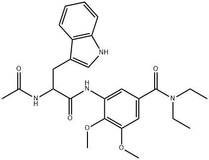 3-[[2-acetamido-3-(1H-indol-3-yl)propanoyl]amino]-N,N-diethyl-4,5-dimethoxybenzamide Structure