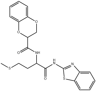 N-[1-(1,3-benzothiazol-2-ylamino)-4-methylsulfanyl-1-oxobutan-2-yl]-2,3-dihydro-1,4-benzodioxine-3-carboxamide Struktur