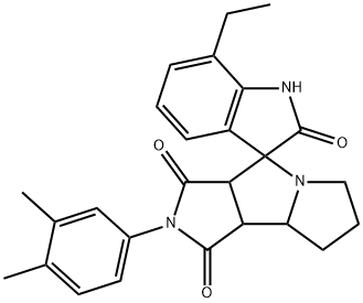 2'-(3,4-dimethylphenyl)-7-ethylspiro[1H-indole-3,4'-3a,6,7,8,8a,8b-hexahydropyrrolo[3,4-a]pyrrolizine]-1',2,3'-trione Structure