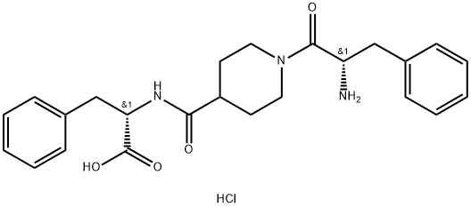 (2S)-2-[[1-[(2S)-2-amino-3-phenylpropanoyl]piperidine-4-carbonyl]amino]-3-phenylpropanoic acid hydrochloride Struktur
