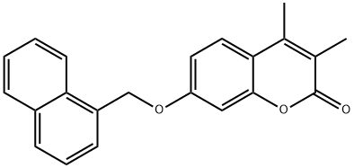 3,4-dimethyl-7-(naphthalen-1-ylmethoxy)chromen-2-one 化学構造式