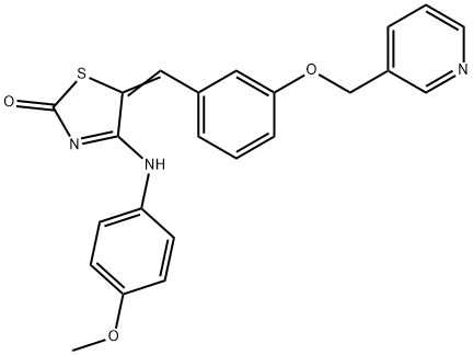 (5E)-4-(4-methoxyanilino)-5-[[3-(pyridin-3-ylmethoxy)phenyl]methylidene]-1,3-thiazol-2-one Structure