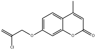 7-(2-chloroprop-2-enoxy)-4-methylchromen-2-one 化学構造式