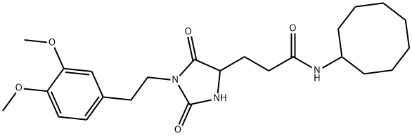 N-cyclooctyl-3-[1-[2-(3,4-dimethoxyphenyl)ethyl]-2,5-dioxoimidazolidin-4-yl]propanamide Structure