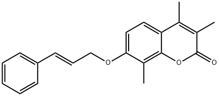 3,4,8-trimethyl-7-[(E)-3-phenylprop-2-enoxy]chromen-2-one,1656270-43-7,结构式