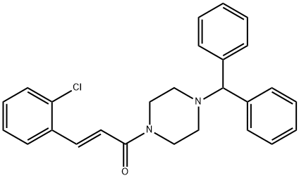 (E)-1-(4-benzhydrylpiperazin-1-yl)-3-(2-chlorophenyl)prop-2-en-1-one,1684444-98-1,结构式