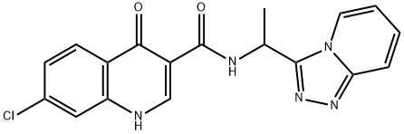 7-chloro-4-oxo-N-[1-([1,2,4]triazolo[4,3-a]pyridin-3-yl)ethyl]-1H-quinoline-3-carboxamide Struktur
