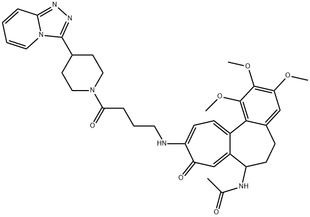 N-[1,2,3-trimethoxy-9-oxo-10-[[4-oxo-4-[4-([1,2,4]triazolo[4,3-a]pyridin-3-yl)piperidin-1-yl]butyl]amino]-6,7-dihydro-5H-benzo[a]heptalen-7-yl]acetamide Structure