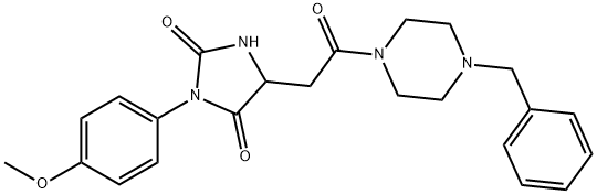 5-[2-(4-benzylpiperazin-1-yl)-2-oxoethyl]-3-(4-methoxyphenyl)imidazolidine-2,4-dione Structure