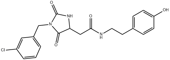 2-[1-[(3-chlorophenyl)methyl]-2,5-dioxoimidazolidin-4-yl]-N-[2-(4-hydroxyphenyl)ethyl]acetamide|