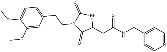 2-[1-[2-(3,4-dimethoxyphenyl)ethyl]-2,5-dioxoimidazolidin-4-yl]-N-(pyridin-4-ylmethyl)acetamide 化学構造式