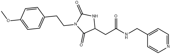 2-[1-[2-(4-methoxyphenyl)ethyl]-2,5-dioxoimidazolidin-4-yl]-N-(pyridin-4-ylmethyl)acetamide Struktur