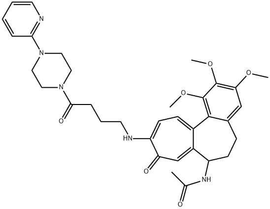 N-[1,2,3-trimethoxy-9-oxo-10-[[4-oxo-4-(4-pyridin-2-ylpiperazin-1-yl)butyl]amino]-6,7-dihydro-5H-benzo[a]heptalen-7-yl]acetamide Struktur