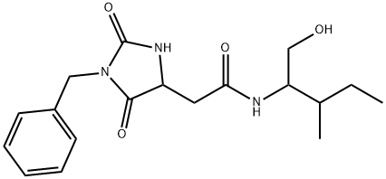 2-(1-benzyl-2,5-dioxoimidazolidin-4-yl)-N-(1-hydroxy-3-methylpentan-2-yl)acetamide 化学構造式