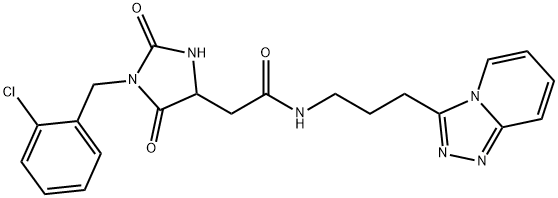 2-[1-[(2-chlorophenyl)methyl]-2,5-dioxoimidazolidin-4-yl]-N-[3-([1,2,4]triazolo[4,3-a]pyridin-3-yl)propyl]acetamide Structure