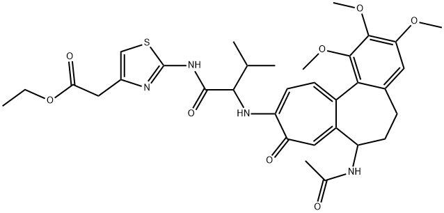 ethyl 2-[2-[[2-[(7-acetamido-1,2,3-trimethoxy-9-oxo-6,7-dihydro-5H-benzo[a]heptalen-10-yl)amino]-3-methylbutanoyl]amino]-1,3-thiazol-4-yl]acetate Structure