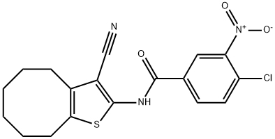 4-chloro-N-(3-cyano-4,5,6,7,8,9-hexahydrocycloocta[b]thiophen-2-yl)-3-nitrobenzamide Struktur