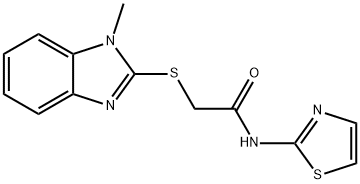 2-(1-methylbenzimidazol-2-yl)sulfanyl-N-(1,3-thiazol-2-yl)acetamide,296243-47-5,结构式