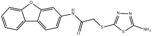 2-[(5-amino-1,3,4-thiadiazol-2-yl)sulfanyl]-N-dibenzofuran-3-ylacetamide Struktur